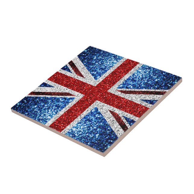 Blaue Glitzern unter der Flagge des Vereinigten Kö Fliese (Seite)