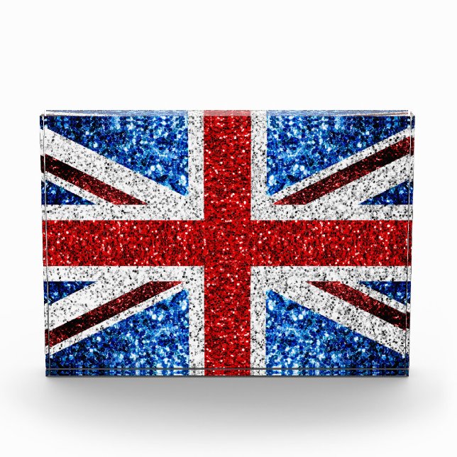 Blaue Glitzern unter der Flagge des Vereinigten Kö Fotoblock (Vorderseite)