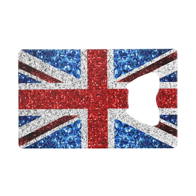 Blaue Glitzern unter der Flagge des Vereinigten Kö Geldbeutel Flaschenöffner (Vorderseite (Horizontal))