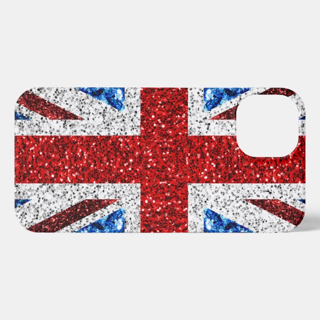 Blaue Glitzern unter der Flagge des Vereinigten Kö iPhone Hülle (Rückseite (Horizontal))
