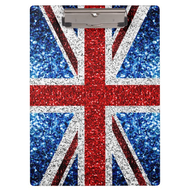 Blaue Glitzern unter der Flagge des Vereinigten Kö Klemmbrett (Vorderseite)