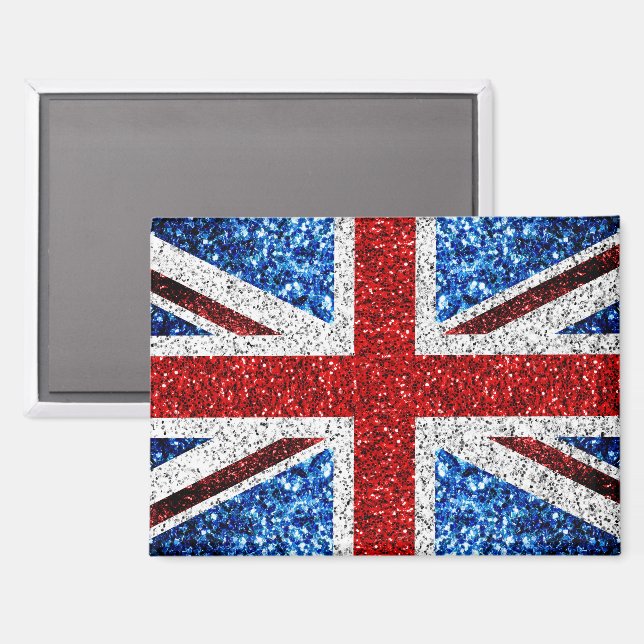 Blaue Glitzern unter der Flagge des Vereinigten Kö Magnet (Vorderseite/Rückseite)