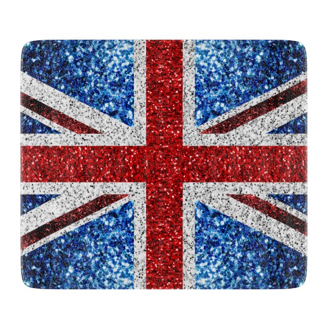 Blaue Glitzern unter der Flagge des Vereinigten Kö Schneidebrett (Vorderseite)