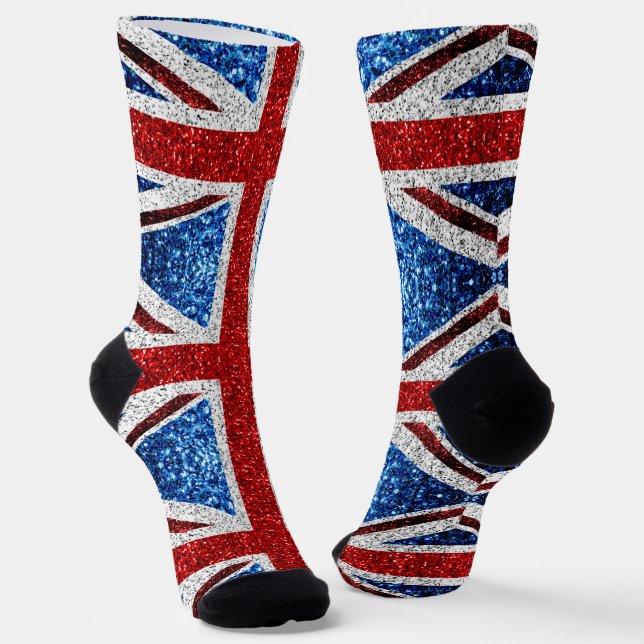 Blaue Glitzern unter der Flagge des Vereinigten Kö Socken (Gewinkelt)