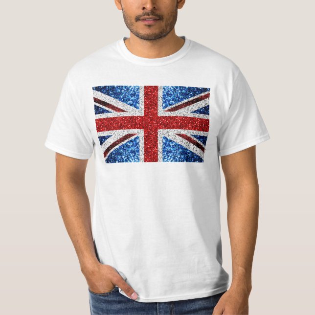 Blaue Glitzern unter der Flagge des Vereinigten Kö T-Shirt (Vorderseite)