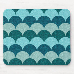 Blaue glitzernde Schuppen der Meerjungfrau Muster Mousepad