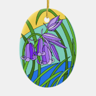Blaue Glocken im Wald Keramik Ornament