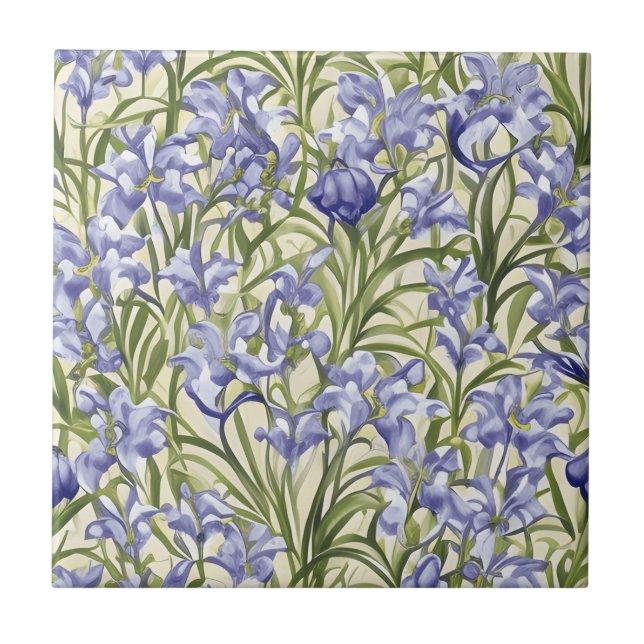 Blaue Glockenblumen Blumenmuster Fliese (Vorderseite)