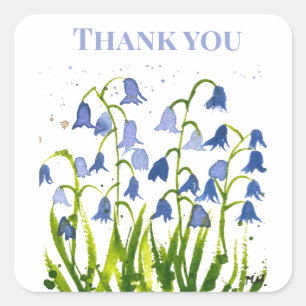 Blaue Glockenblumen Hochzeit Brautparty  Quadratischer Aufkleber