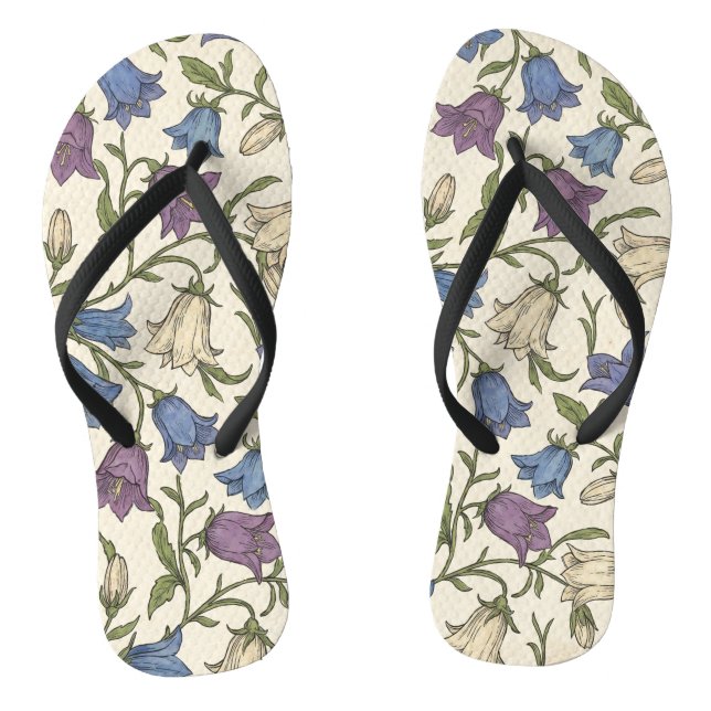 Blaue Glockenblumen-Muster - Ästhetische botanisch Flip Flops (Fußbett)