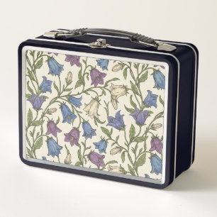 Blaue Glockenblumen-Muster - Ästhetische botanisch Metall Brotdose