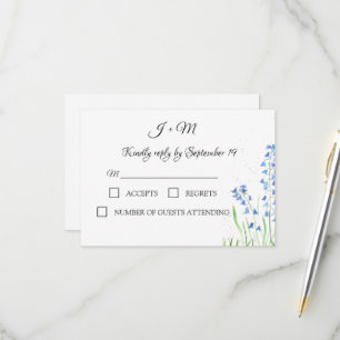 Blaue Glockenblumen Rustikale Wildblumen RSVP Karte