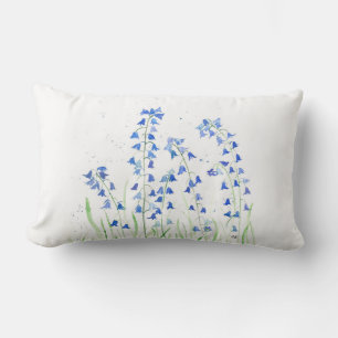 Blaue Glockenblumen Wasserfarbe Blumen Natur  Lendenkissen