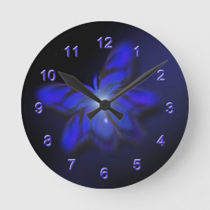 Blaue Glühen-Schmetterlings-Wanduhr Runde Wanduhr