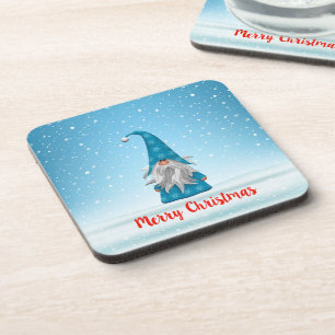 Blaue Gnom Frohe Weihnachten  Getränkeuntersetzer