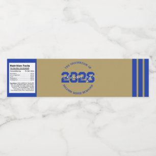Blaue & Gold Absolventen-Wasserflaschen-Etiketten