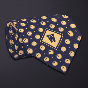 Blaue Gold Bowling Ball Icon Krawatte