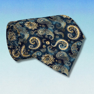 Blaue Gold-Dampfpunk-Gänge Paisley Elegant Krawatte