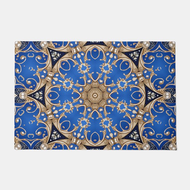 Blaue Gold Deko-Fußmatte Fußmatte (Vorderseite)