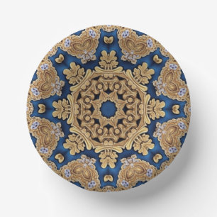 Blaue Gold Dekorative Papier Schalen Pappteller