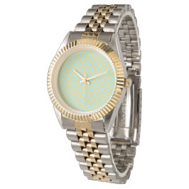 Blaue Gold elegante Diamant-Muster Armbanduhr