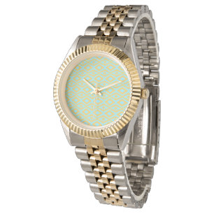 Blaue Gold elegante Diamant-Muster Armbanduhr