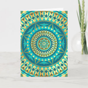 Blaue Gold-Fantasie-Mandala Einladung