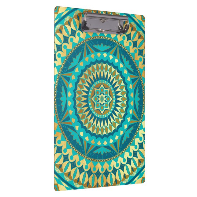 Blaue Gold-Fantasy-Mandala Klemmbrett (Rechts)