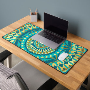 Blaue Gold-Fantasy-Mandala Schreibtischunterlage