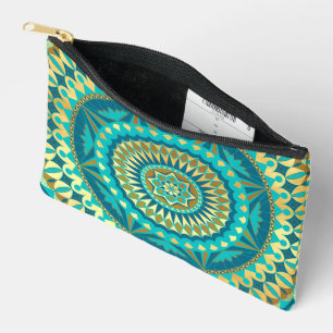 Blaue Gold-Fantasy-Mandala Zubehörtasche