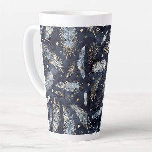 Blaue Gold Federn Sterne Milchtasse