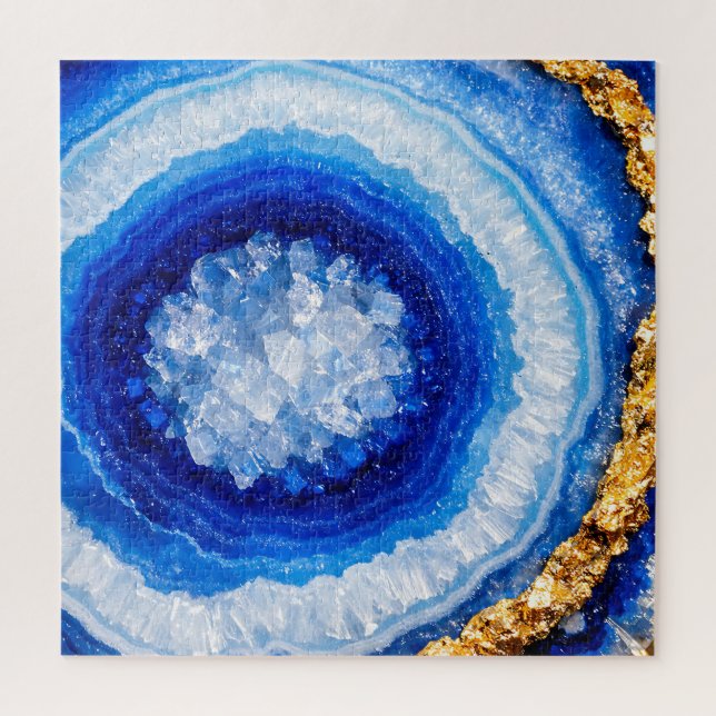 Blaue Gold-Geode-Harzstruktur (Vertikal)