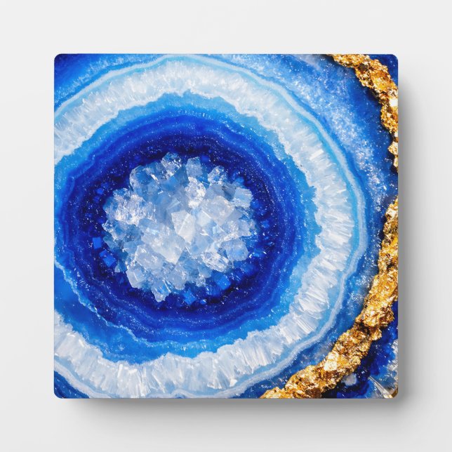 Blaue Gold-Geode-Harzstruktur Fotoplatte (Vorderseite)