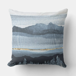 Blaue Gold Landschaft Gewebe Texturierte Pilze Kissen