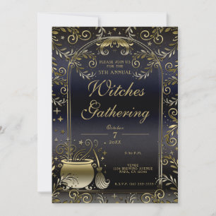 Blaue Gold Magie Whimsical Wicca Hexenversammlung Einladung