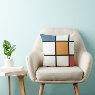 Blaue Gold Mondrian-Style Kissen