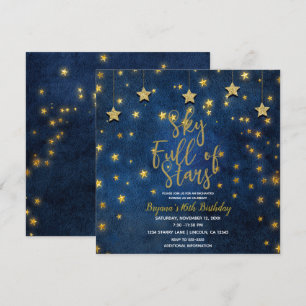 Blaue Gold Nacht unter dem sternenerfüllten Himmel Einladung