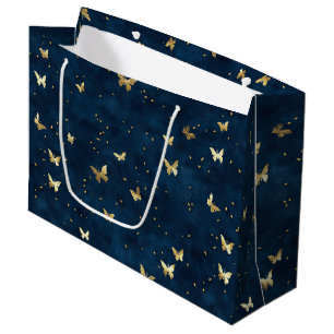 Blaue Gold Schmetterlinge Brautparty Große Geschenktüte