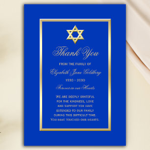 Blaue Gold Star jüdische Dankes- und Beileidskarte Mitteilungskarte