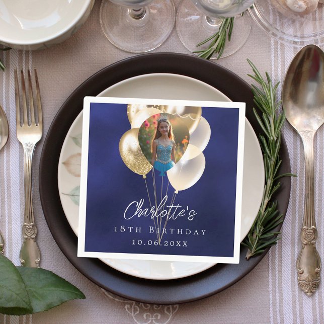 Blaue Goldballons Foto Serviette (Von Creator hochgeladen)