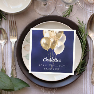 Blaue Goldballons Serviette