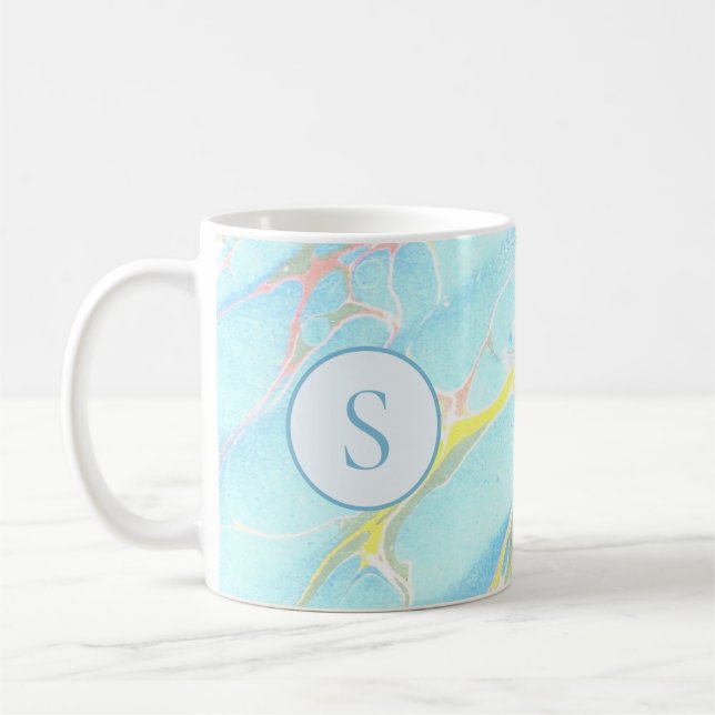 Blaue goldbedruckte Marmormuster - kundenspezifisc Kaffeetasse (Links)