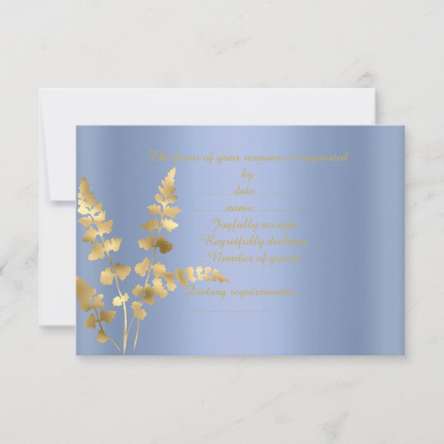 Blaue Goldblatt-Antwortkarte RSVP Karte (Vorderseite)