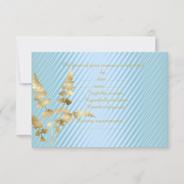 Blaue Goldblatt-Antwortkarte - uAwg RSVP Karte (Vorderseite)