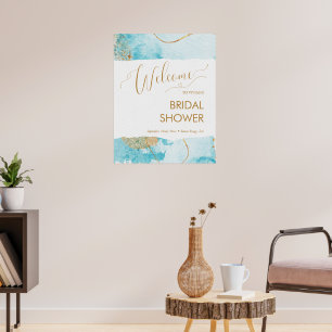 Blaue Golden Lake Aquarell-Junggesellinnenabschied Poster