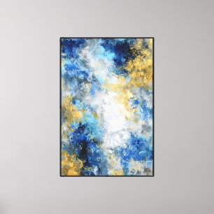Blaue & Goldene Aderfluss-Abstraktion Leinwanddruck