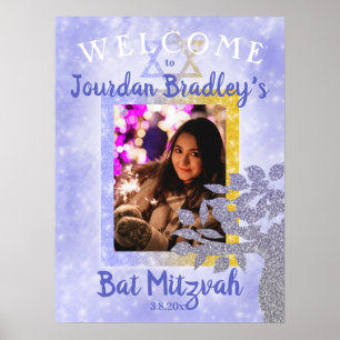Blaue & Goldene Bat-Mizwa-Willkommensschild Poster