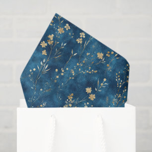 Blaue Goldene Blumen Brautparty Seidenpapier
