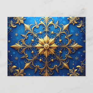 Blaue Goldene Dekorative Feiertagspostkarte Postkarte