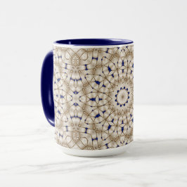 Blaue Goldene Geometrische Blumen-Tasse Tasse